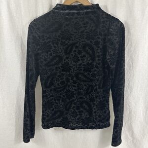 Old Navy Black Burnout Velvet Mock Neck Long Sleeve Top Womens Size M Whimsy